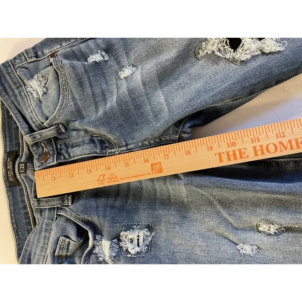 Judy Blue Jeans Womens 1/25 25x28.5 Blue Skinny Distressed Denim JB82109MD - Picture 15 of 16